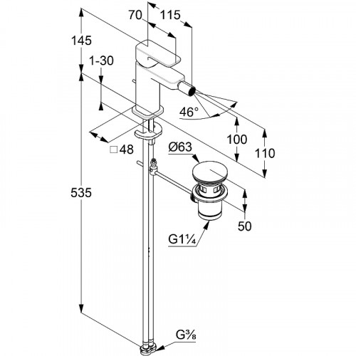Смеситель для биде Kludi Renon 42216N075 Золото брашированное