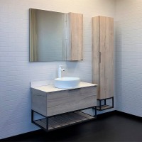 Тумба с раковиной Comforty Порто 90 00-00009322 подвесная Дуб дымчатый МДФ / ЛДСП