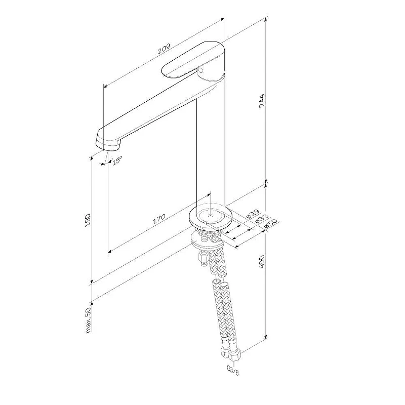 Смеситель для раковины AM.PM Above F9X92000 цвет Хром