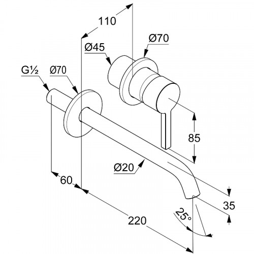 Смеситель для раковины Kludi Nova Fonte Pura 202450515 Хром латунь встраиваемый