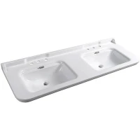 Раковина Kerasan Waldorf 150 4143K1bi/cr*3 двойная Белая фарфор подвесная, полувстраиваемая