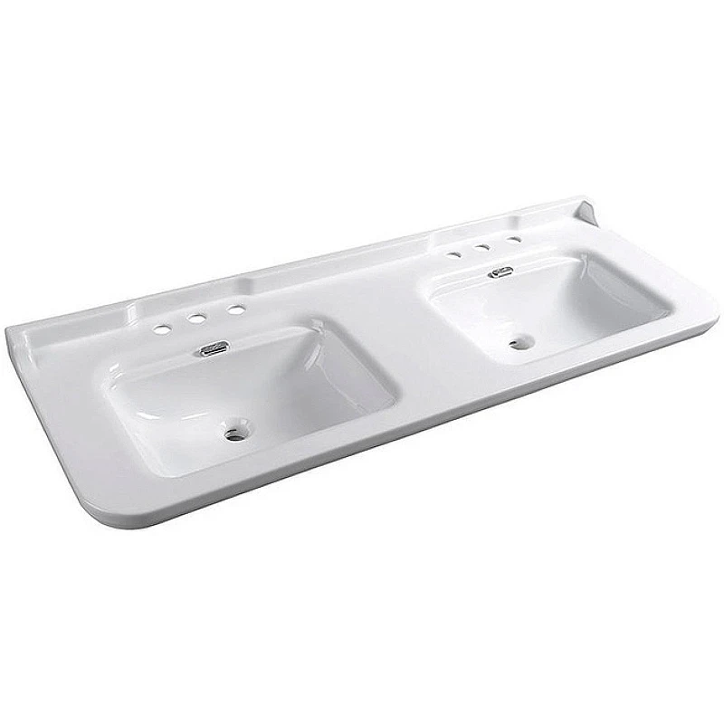 Раковина Kerasan Waldorf 150 4143K1bi/cr*3 двойная Белая фарфор подвесная, полувстраиваемая