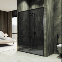 Душевая дверь Maybah Glass MGD-1285-6 1500x1950 раздвижная профиль Черный стекло графитовое