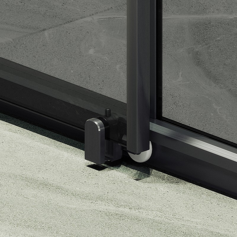 Душевая дверь Maybah Glass MGD-1285-6 1500x1950 раздвижная профиль Черный стекло графитовое