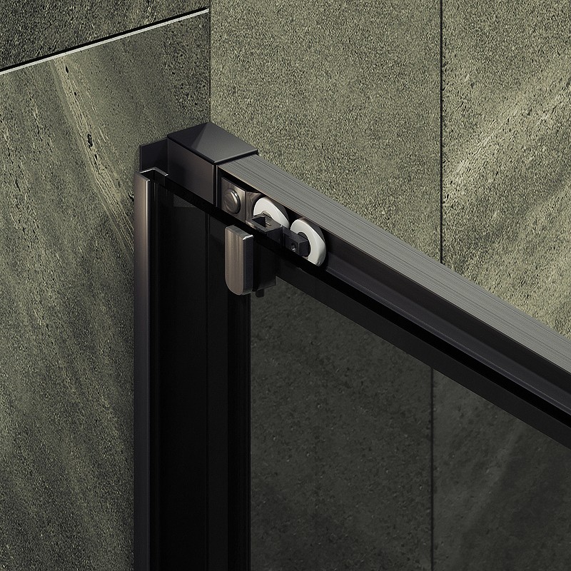 Душевая дверь Maybah Glass MGD-1285-6 1500x1950 раздвижная профиль Черный стекло графитовое