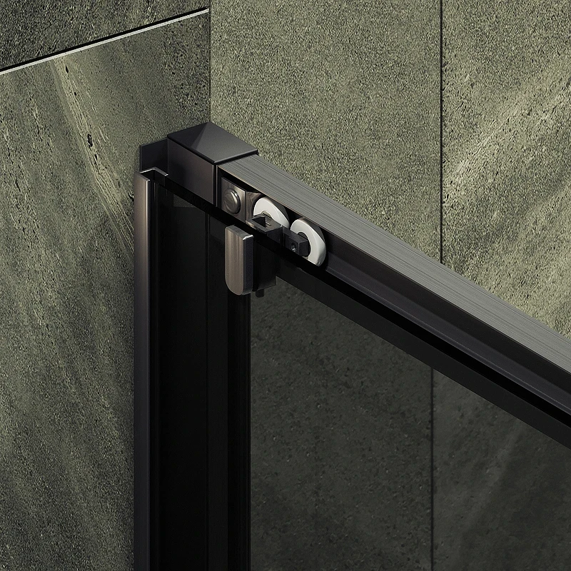 Душевая дверь Maybah Glass MGD-1285-6 1500x1950 раздвижная профиль Черный стекло графитовое