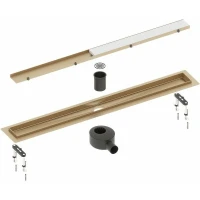Душевой лоток Timo Drain System 100 DS230210/17 с решеткой Золото матовое / под плитку
