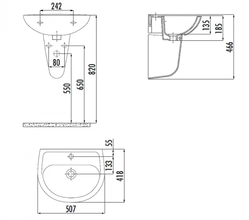 Раковина Creavit Oval TP150-00CB00E-0000 цвет Белый