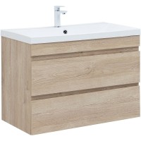 Тумба под раковину Aquanet Нота New 90 334199 подвесная Дуб светлый МДФ / ЛДСП
