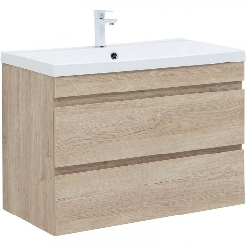 Тумба под раковину Aquanet Нота New 90 334199 подвесная Дуб светлый МДФ / ЛДСП