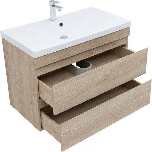 Тумба под раковину Aquanet Нота New 90 334199 подвесная Дуб светлый МДФ / ЛДСП