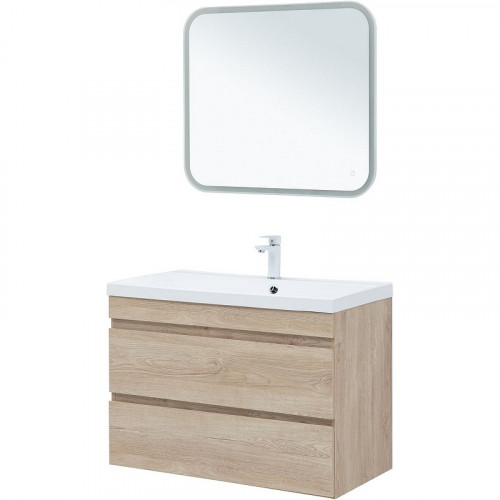 Тумба под раковину Aquanet Нота New 90 334199 подвесная Дуб светлый МДФ / ЛДСП