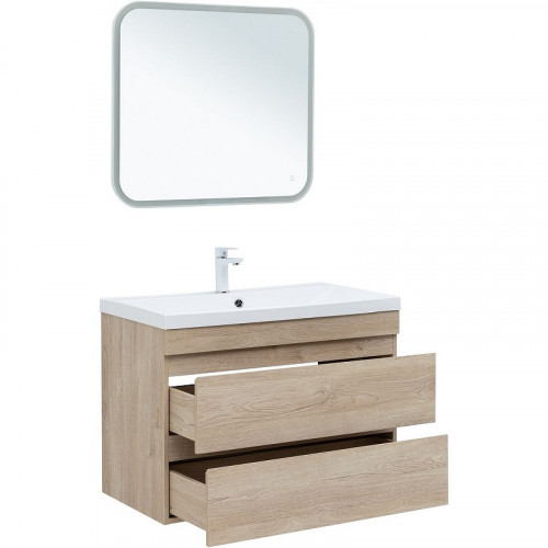 Тумба под раковину Aquanet Нота New 90 334199 подвесная Дуб светлый МДФ / ЛДСП