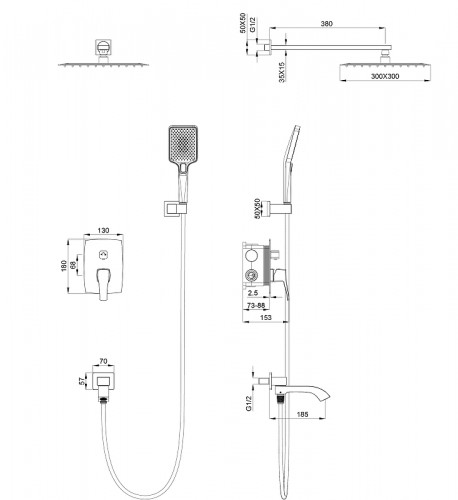 Душевая система Wonzon &amp; Woghand Flex WW-88939072-BGM цвет Темный графит