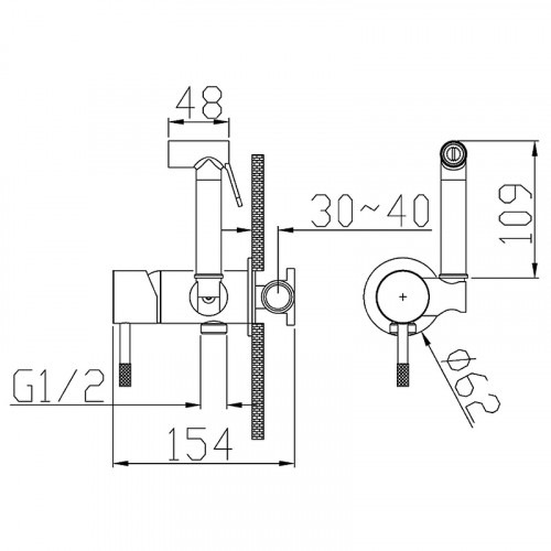 Гигиенический душ со смесителем Boheme Uno 467-WCR Белый матовый Хром латунь на стену