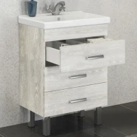 Тумба с раковиной Comforty Никосия 60Н 00004142203 Дуб белый МДФ / ЛДСП