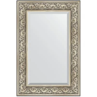 Зеркало Evoform Exclusive 90х60 BY 3424 с фацетом в багетной раме - Барокко серебро 106 мм стекло