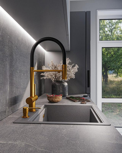 Смеситель для кухни Emar PVD ЕС - 7024 PVD цвет Golden