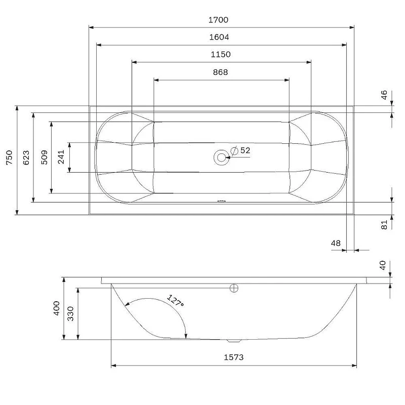 Акриловая ванна AM.PM Above 170х75 W9XA-170-075W-A цвет Белый