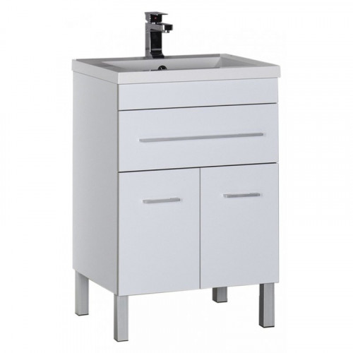 Тумба под раковину Aquanet Верона 58 182507 1 ящик 2 дверцы Белая МДФ / ЛДСП