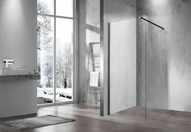Душевая перегородка Vincea Walk-In 110 VSW-1H110CLB профиль Черный матовый стекло прозрачное