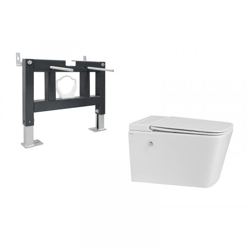 Комплект унитаза с инсталляцией Abber Rechteck AC1202P-AC0101P цвет Белый с сиденьем Микролифт