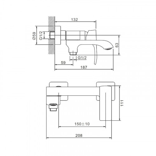 Смеситель для ванны Belz B507 B60507 цвет Хром