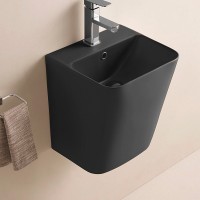 Раковина CeramaLux 38 500QMB Черная матовая фаянс подвесная