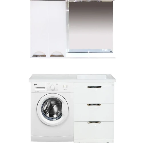 Зеркало со шкафом Misty Куба 120 L П-Куб-01120-011Л с подсветкой Белое