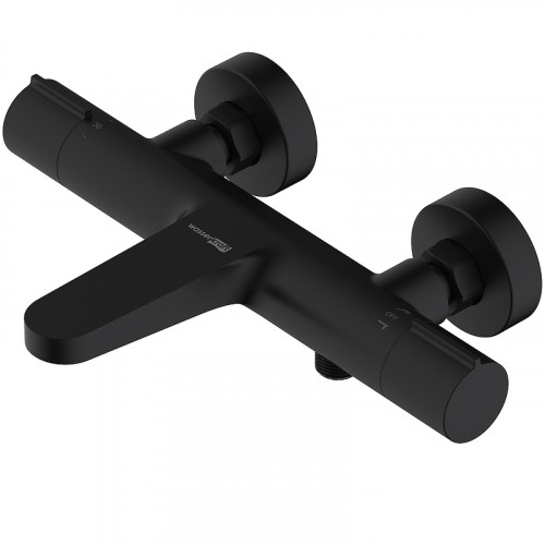 Смеситель для ванны WasserKRAFT Elbe 7411 Thermo с термостатом Черный латунь на стену