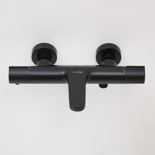 Смеситель для ванны WasserKRAFT Elbe 7411 Thermo с термостатом Черный латунь на стену