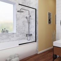 Шторка на ванну WasserKRAFT Dill 80 61S02-80 профиль Черный стекло прозрачное