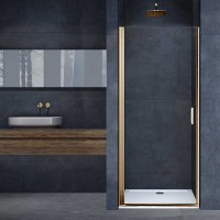 Душевая дверь Vincea Alpha 80 VDP-3AL800CLG профиль Брашированное золото стекло прозрачное