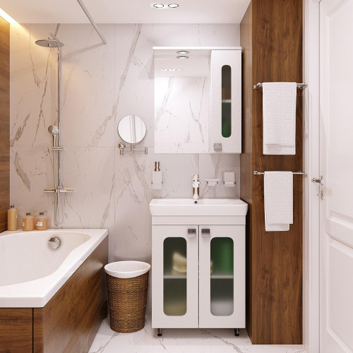 Зеркало со шкафом Misty Урал 60 R Э-Ура-04060-021П с подсветкой Белое