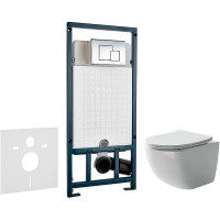 Комплект унитаза Ceramicanova Forma CN3009 с сиденьем Микролифт и инсталляцией WeltWasser WW Marberg 507 10000005949+10000005953 с клавишей смыва Хром глянцевый фарфор подвесной