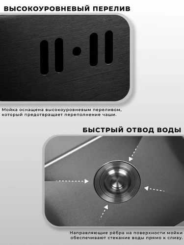 Кухонная мойка Wisent 40 WS34050B/W02-114B/W405B цвет Графит