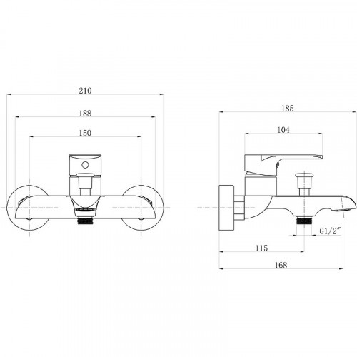 Смеситель для ванны beWash Bliss BVMM0BT123 Хром латунь на стену