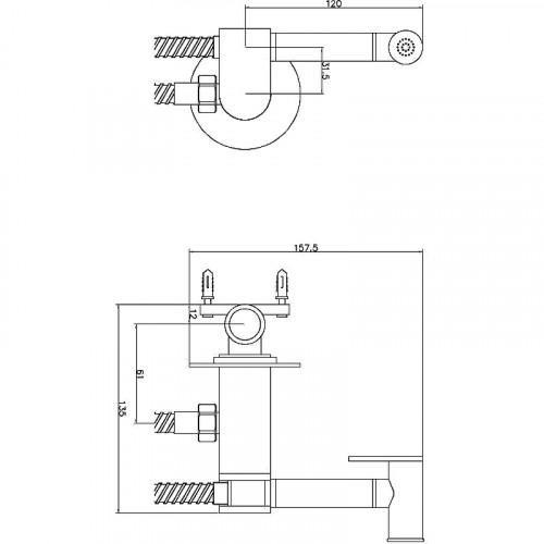 Гигиенический душ со смесителем ESKO SMH03 Хром латунь на стену