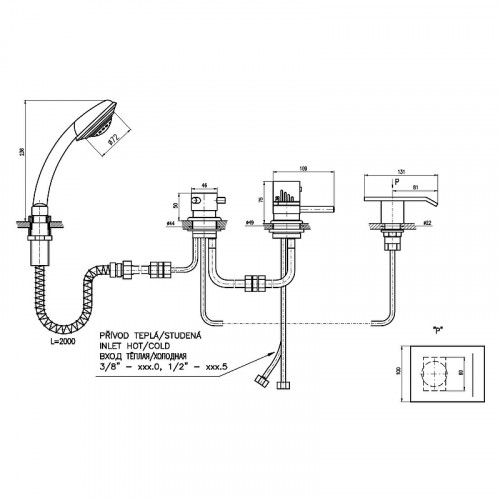Смеситель на борт ванны Rav Slezak Dunaj Termostat DT273.5PZ с термостатом Золото латунь
