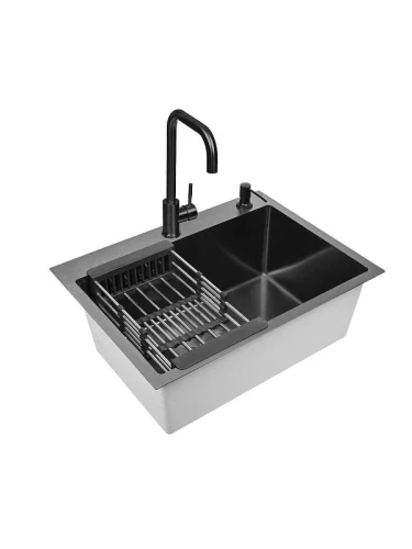 Кухонная мойка Wisent 60 WS36050B/WGER019B/W405B/W302644B/W4998-4-U со смесителем цвет Графит