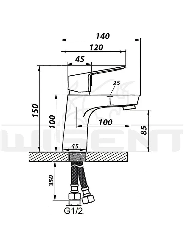 Смеситель для раковины Wisent WP10235 цвет Хром
