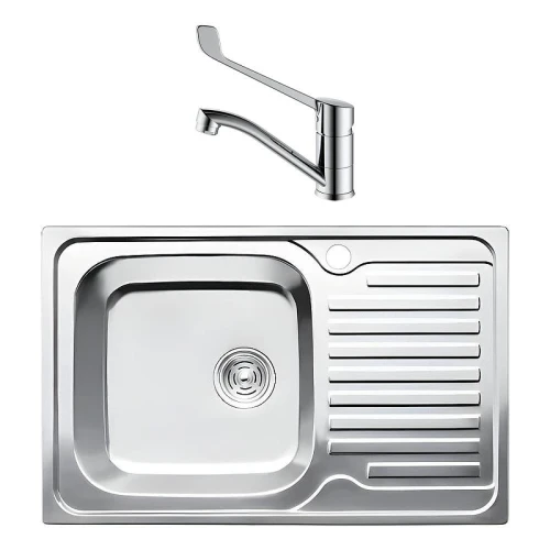 Кухонная мойка Kaiser KSS-7850L Хром со смесителем Splenka S08.45 Хром
