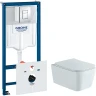 Комплект унитаза Aquatek Либра New AQ1148N-00 с инсталляцией Grohe Rapid SL 38775001 с сиденьем Микролифт и клавишей смыва Хром фарфор подвесной