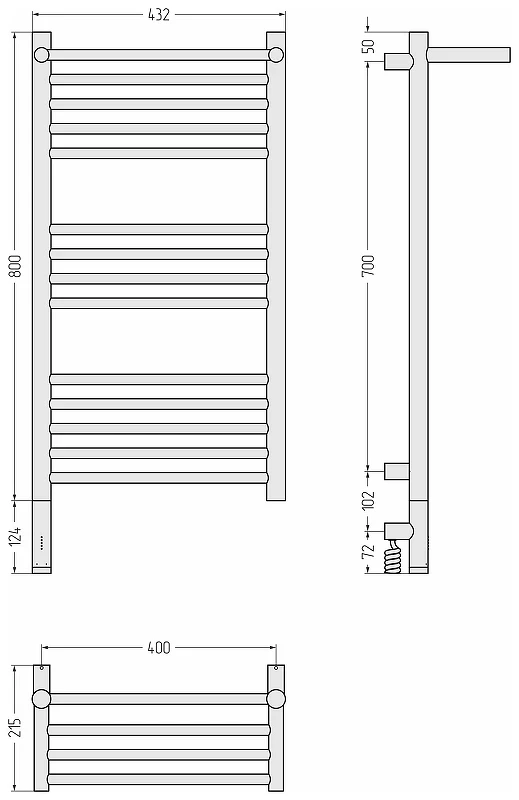 Электрический полотенцесушитель Сунержа Богема 3.1 с 1 полкой 80x40 071-6006-8040 цвет Сатин
