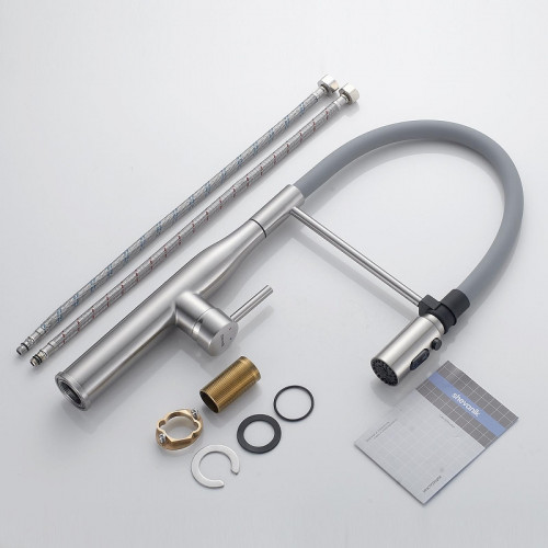 Смеситель для кухни Shevanik S123L-9 цвет Сатин Серый