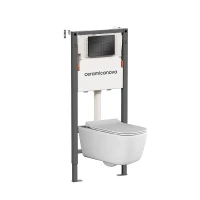 Комплект унитаза с инсталляцией Ceramicanova New Day CN3005_121002MB цвет Белый с сиденьем Микролифт и клавишей смыва цвет Черный матовый