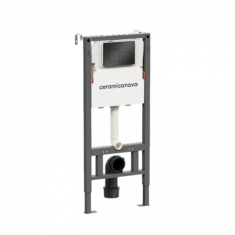 Комплект унитаза с инсталляцией Ceramicanova New Day CN3005_121002MB цвет Белый с сиденьем Микролифт и клавишей смыва цвет Черный матовый