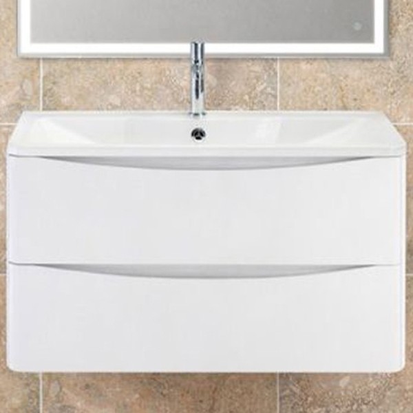 Тумба под раковину BelBagno ACQUA-1000-2C-SO-BL подвесная Bianco Lucido МДФ / ЛДСП