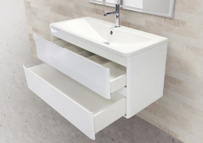 Тумба под раковину BelBagno ACQUA-1000-2C-SO-BL подвесная Bianco Lucido МДФ / ЛДСП