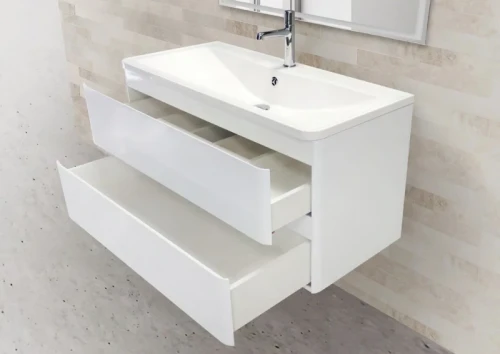 Тумба под раковину BelBagno ACQUA-1000-2C-SO-BL подвесная Bianco Lucido МДФ / ЛДСП